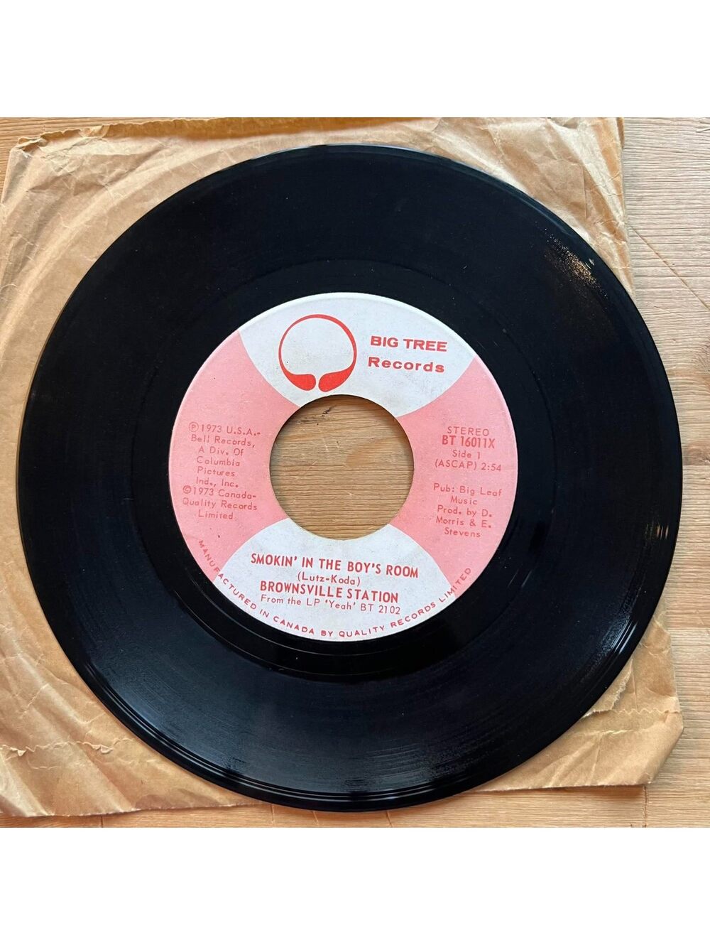 Brownsville Station - Smokin' in the Boy's Room/Barefootin' 45rpm VG+ R20